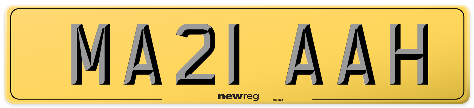 MA21 AAH Rear Number Plate