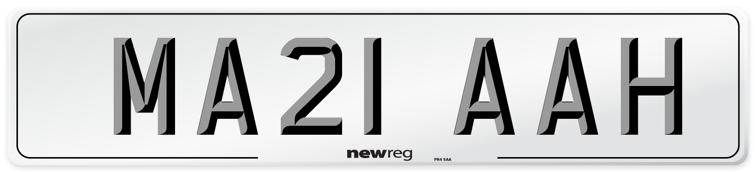 MA21 AAH Front Number Plate