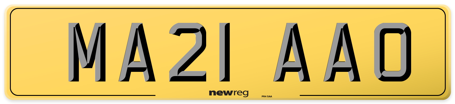 MA21 AAO Rear Number Plate