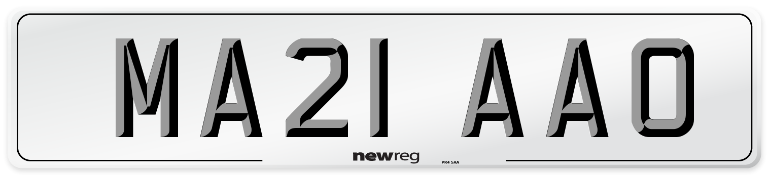 MA21 AAO Front Number Plate