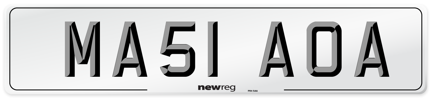 MA51 AOA Front Number Plate