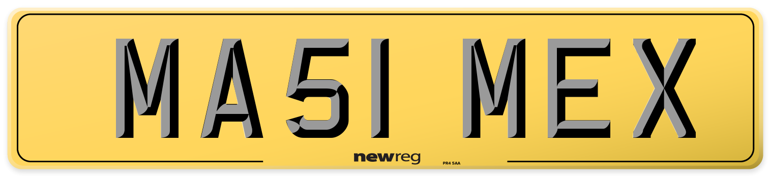 MA51 MEX Rear Number Plate