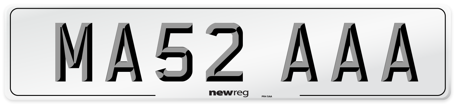 MA52 AAA Front Number Plate