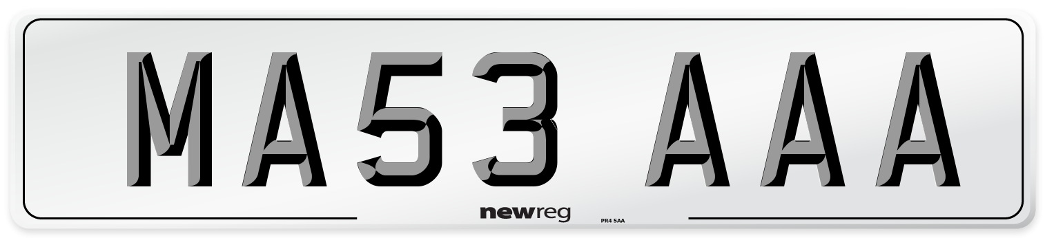 MA53 AAA Front Number Plate