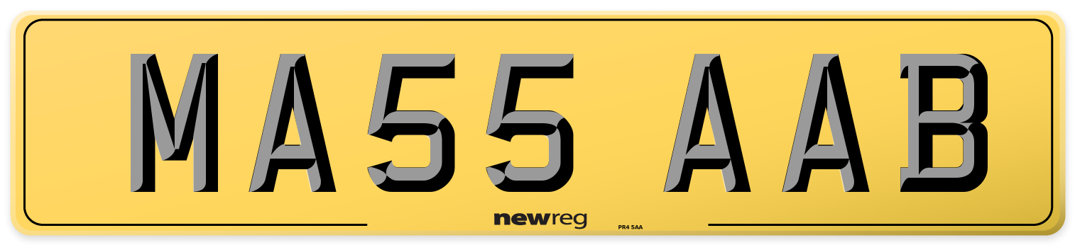 MA55 AAB Rear Number Plate