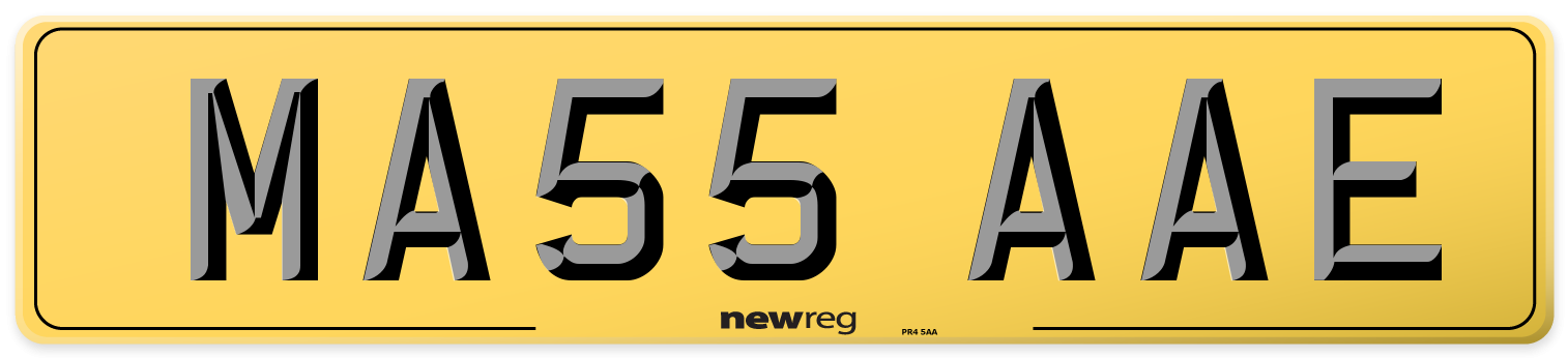 MA55 AAE Rear Number Plate