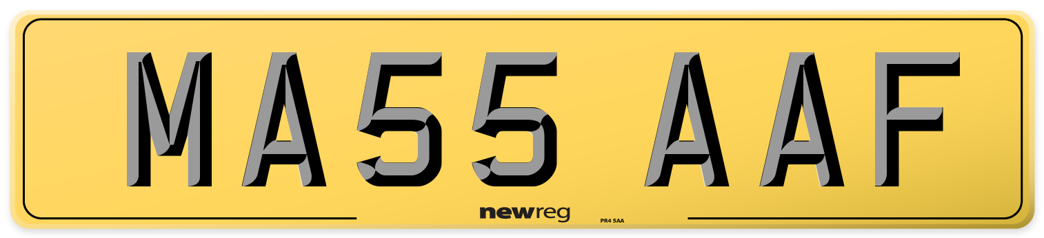 MA55 AAF Rear Number Plate