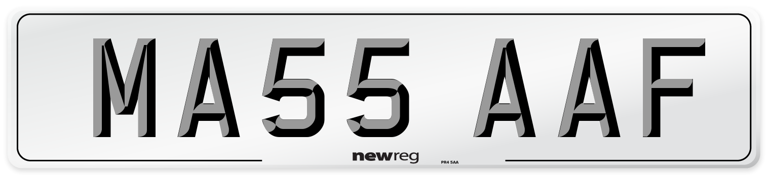 MA55 AAF Front Number Plate