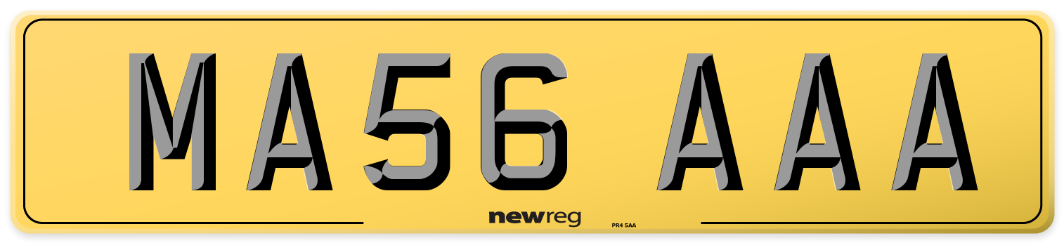 MA56 AAA Rear Number Plate