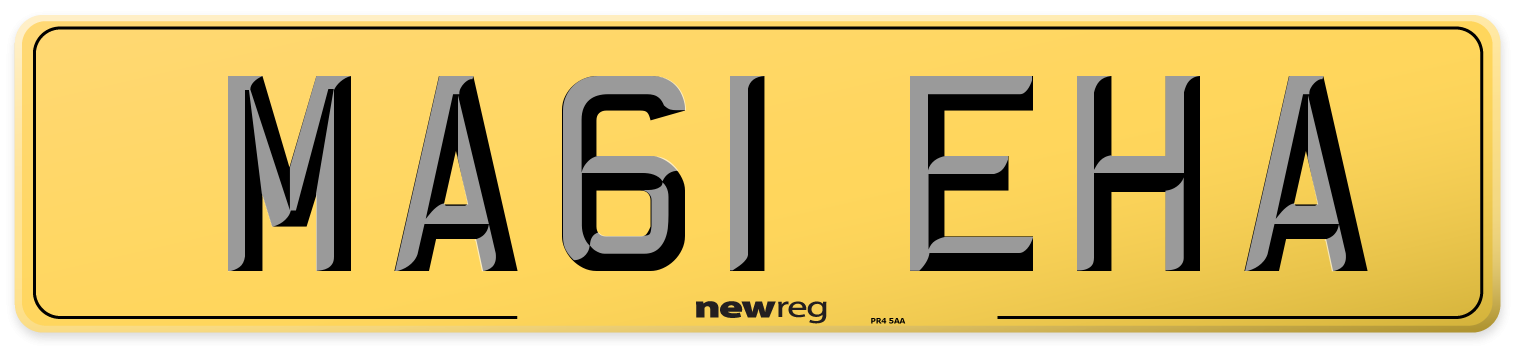 MA61 EHA Rear Number Plate