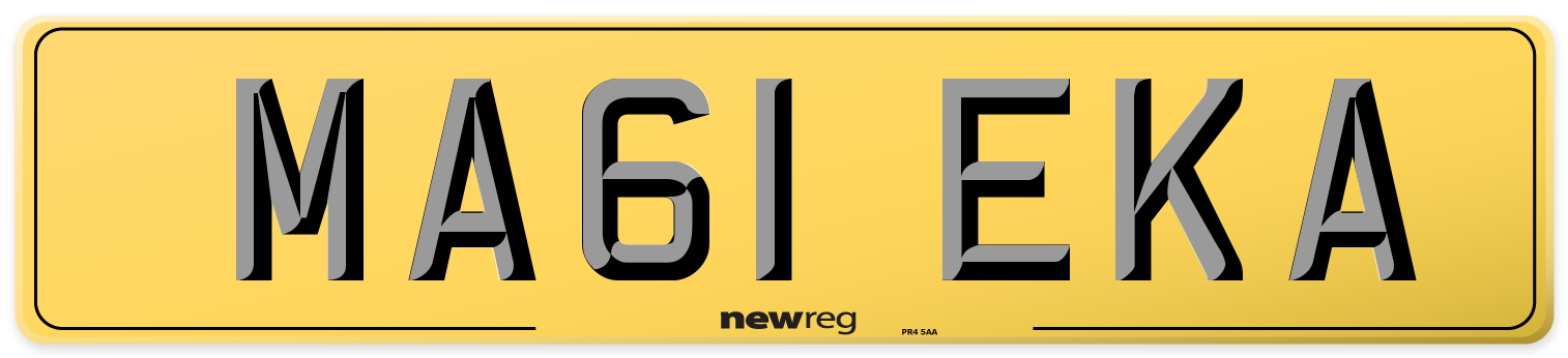 MA61 EKA Rear Number Plate
