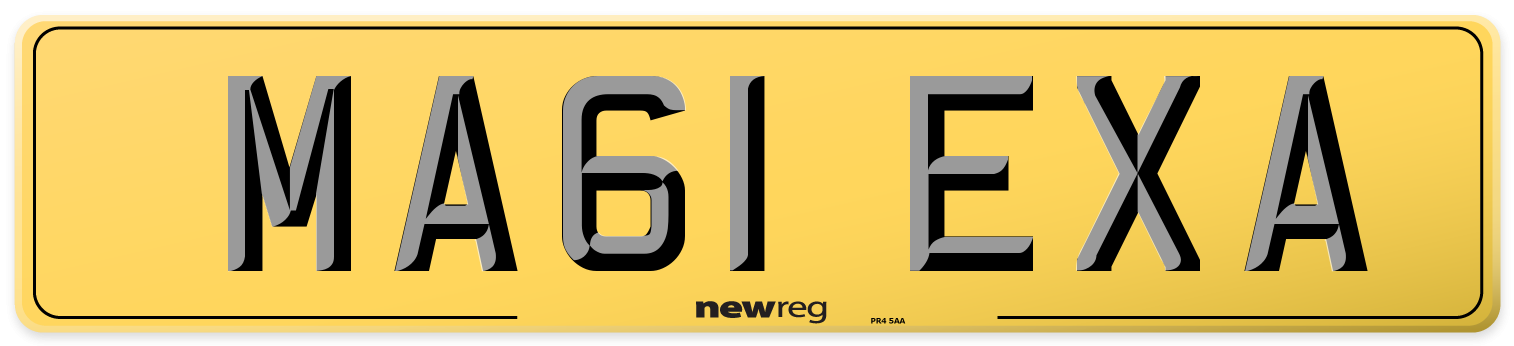 MA61 EXA Rear Number Plate