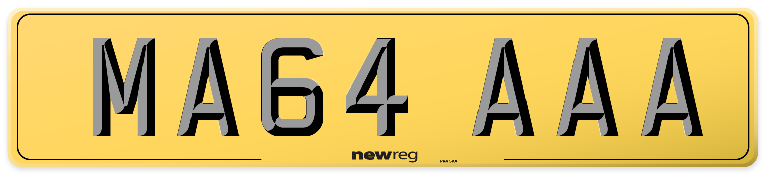 MA64 AAA Rear Number Plate