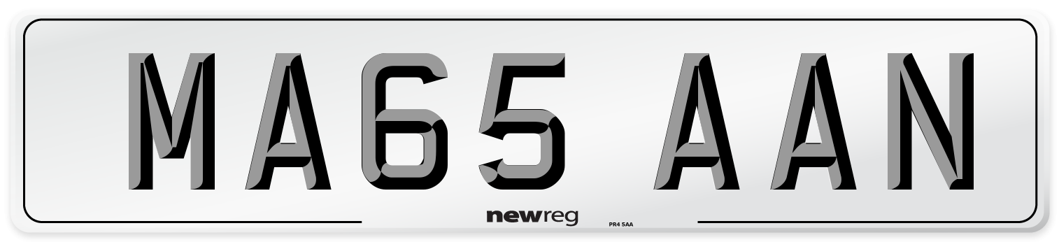 MA65 AAN Front Number Plate
