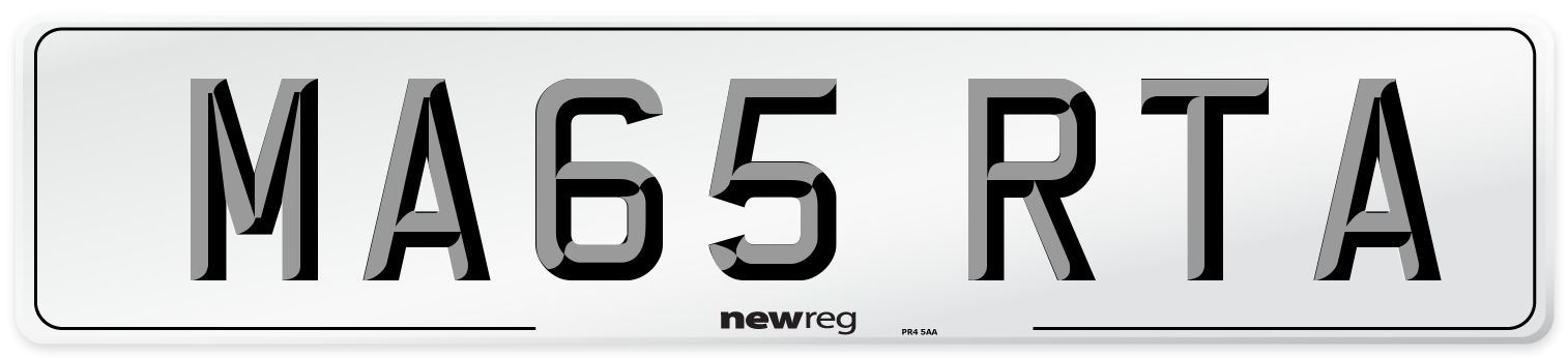 MA65 RTA Front Number Plate