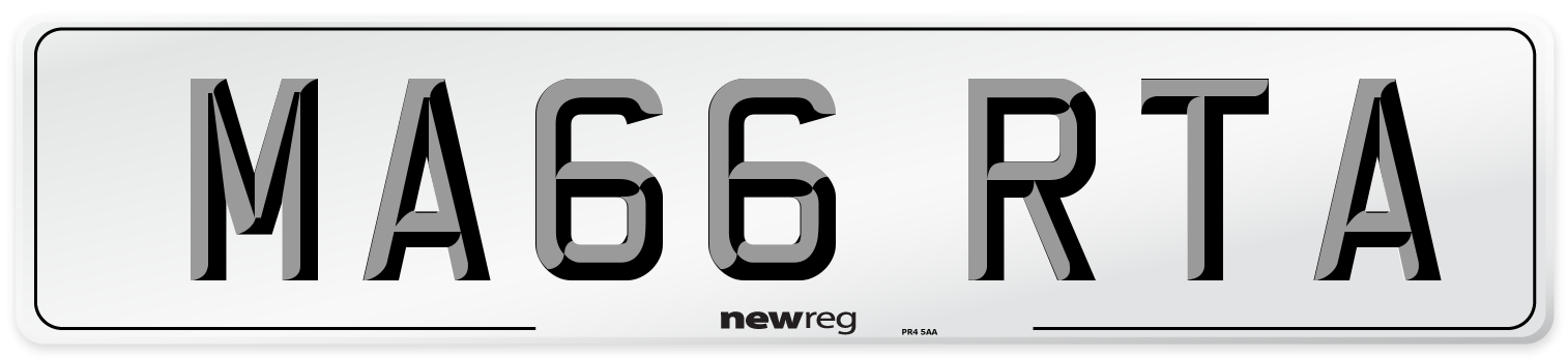 MA66 RTA Front Number Plate