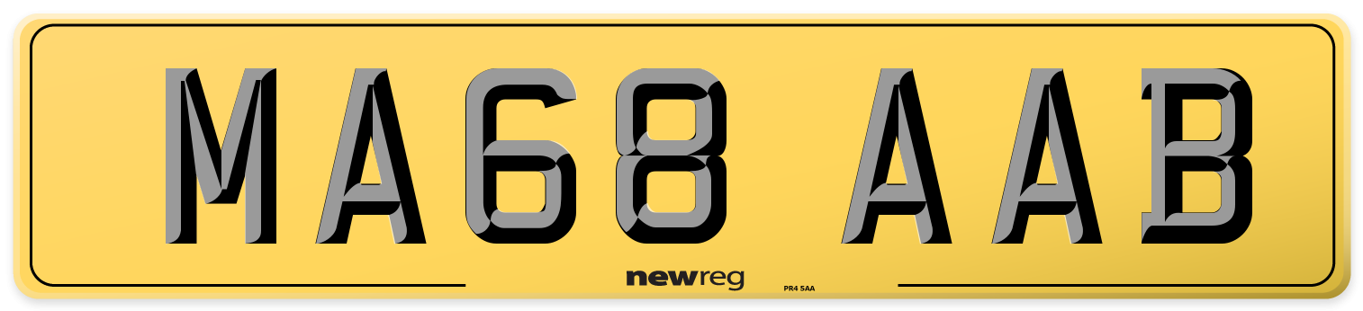 MA68 AAB Rear Number Plate