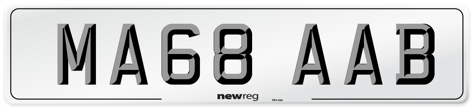 MA68 AAB Front Number Plate