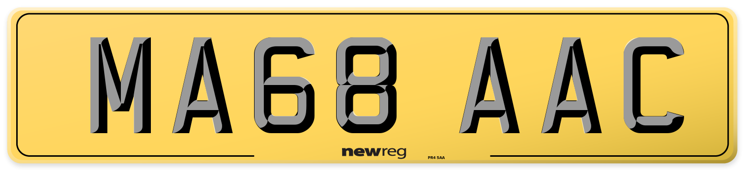 MA68 AAC Rear Number Plate