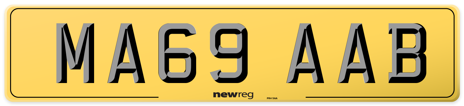 MA69 AAB Rear Number Plate
