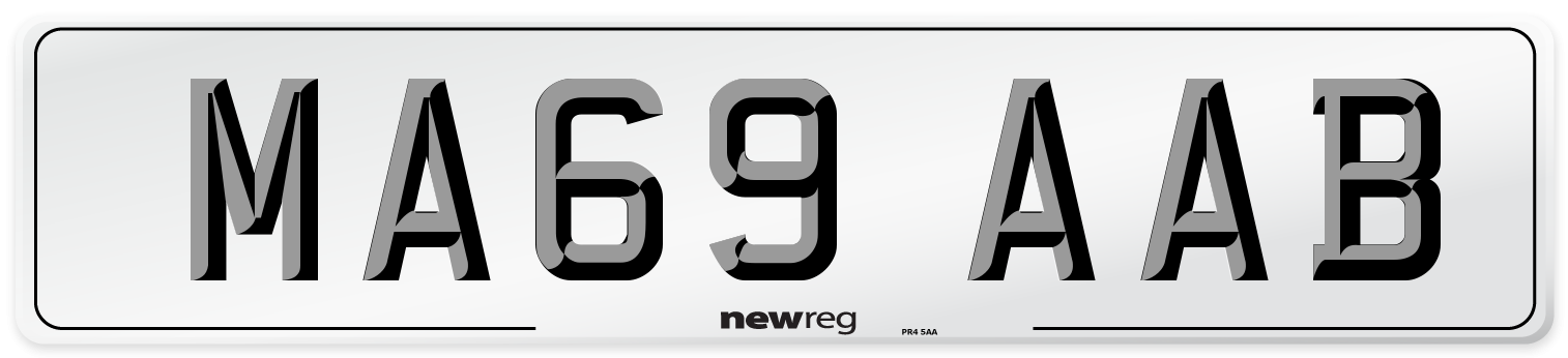 MA69 AAB Front Number Plate