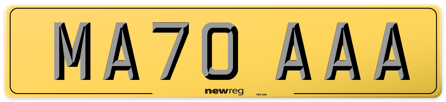 MA70 AAA Rear Number Plate