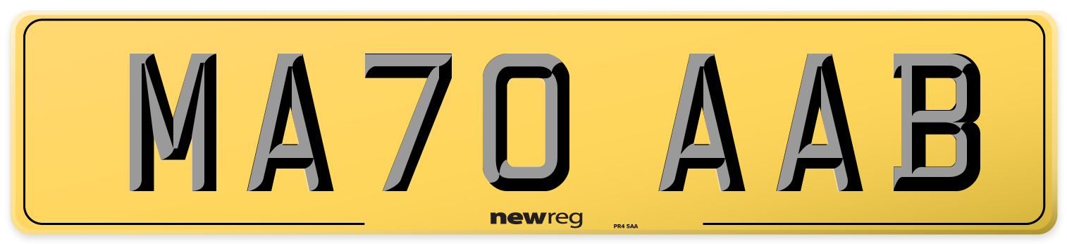 MA70 AAB Rear Number Plate