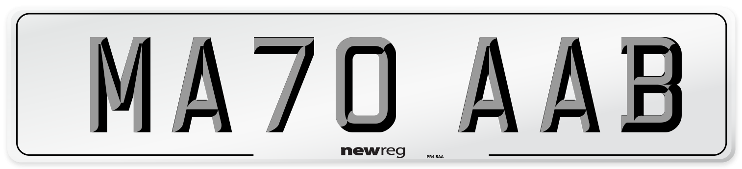 MA70 AAB Front Number Plate