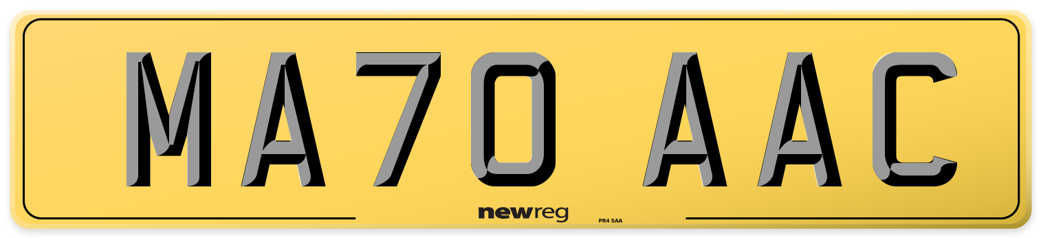 MA70 AAC Rear Number Plate