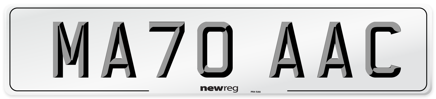 MA70 AAC Front Number Plate
