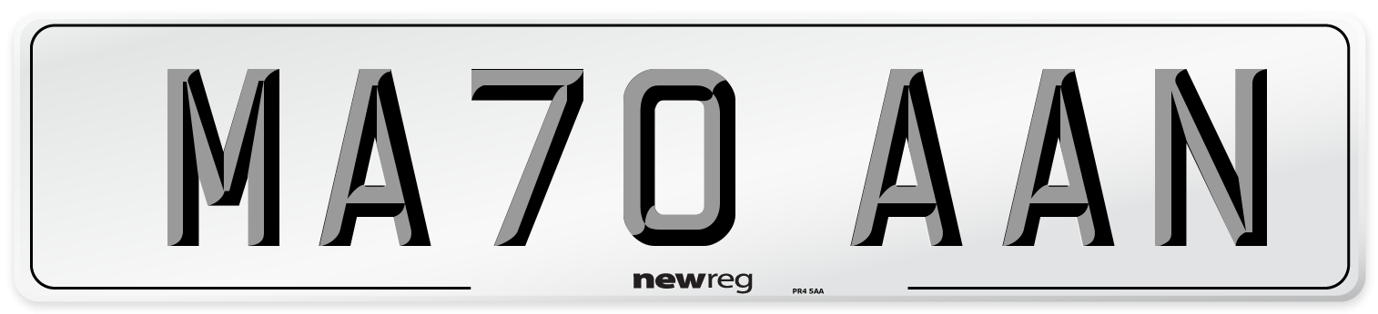 MA70 AAN Front Number Plate
