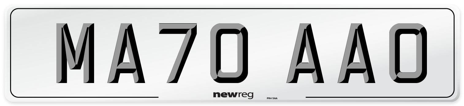 MA70 AAO Front Number Plate