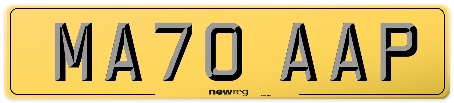 MA70 AAP Rear Number Plate