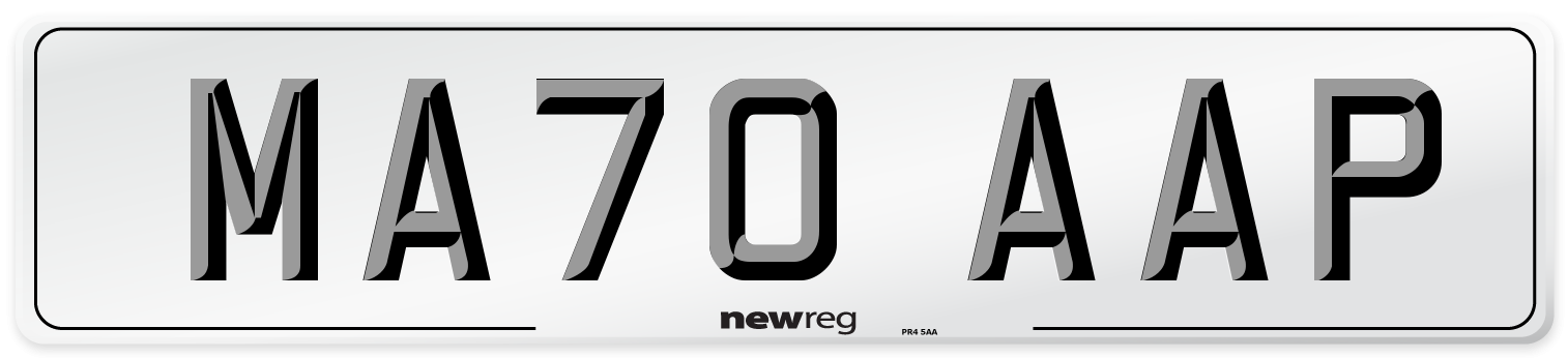 MA70 AAP Front Number Plate