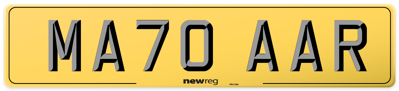 MA70 AAR Rear Number Plate