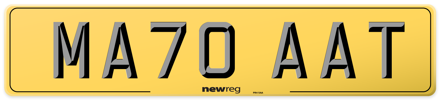 MA70 AAT Rear Number Plate
