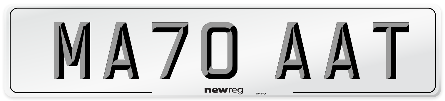 MA70 AAT Front Number Plate
