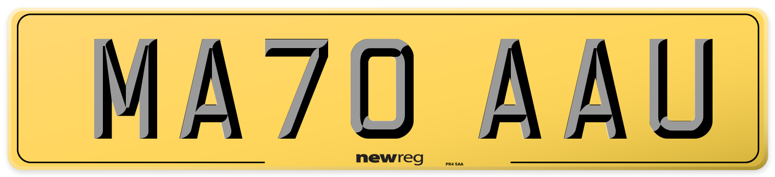 MA70 AAU Rear Number Plate