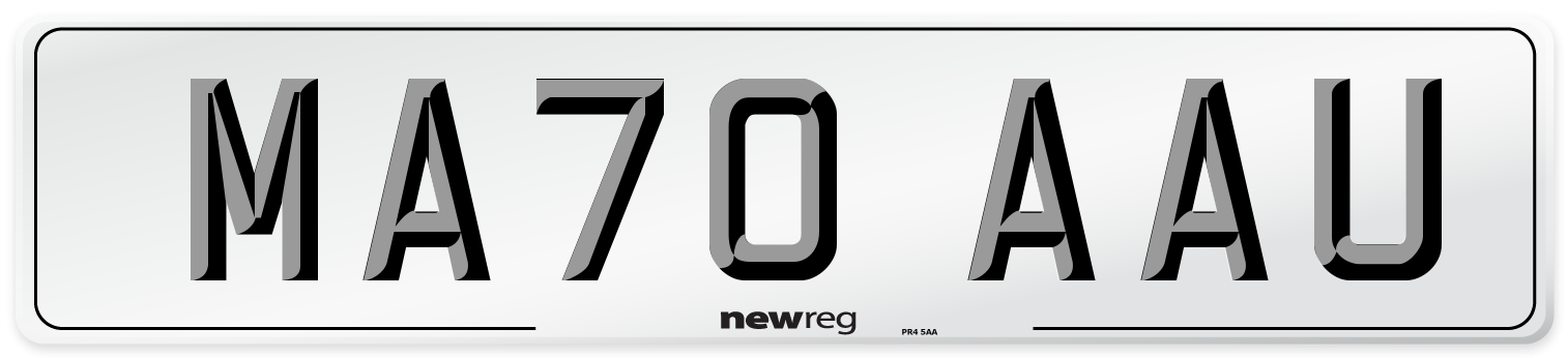 MA70 AAU Front Number Plate