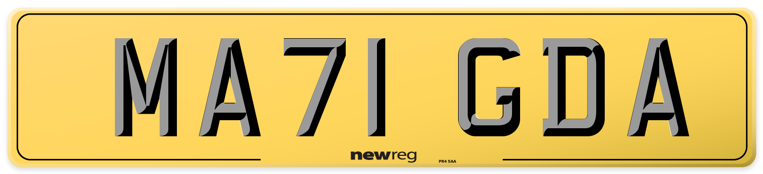 MA71 GDA Rear Number Plate