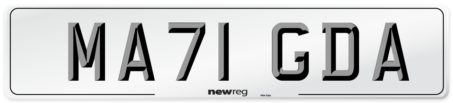 MA71 GDA Front Number Plate
