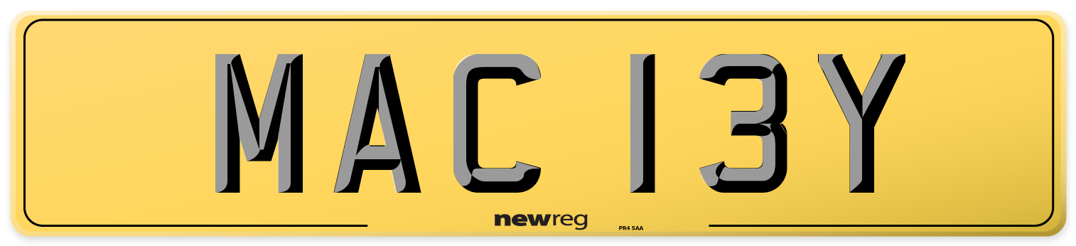 MAC 13Y Rear Number Plate