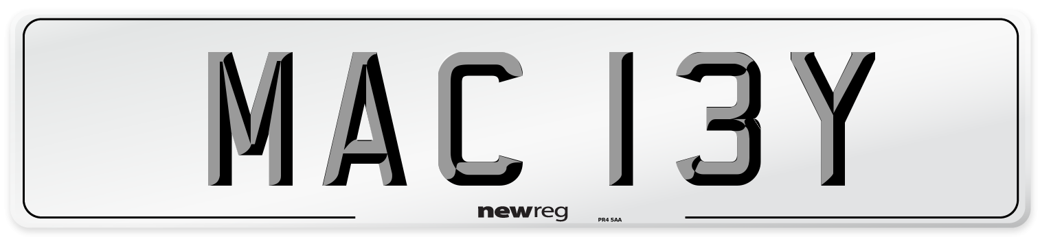 MAC 13Y Front Number Plate