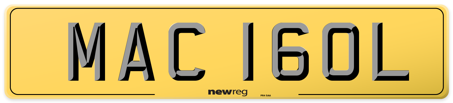 MAC 160L Rear Number Plate
