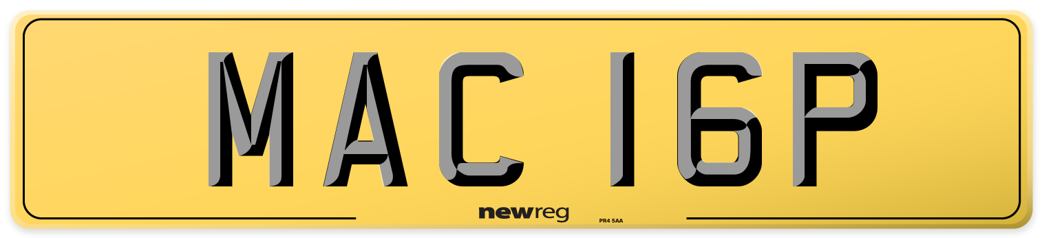 MAC 16P Rear Number Plate