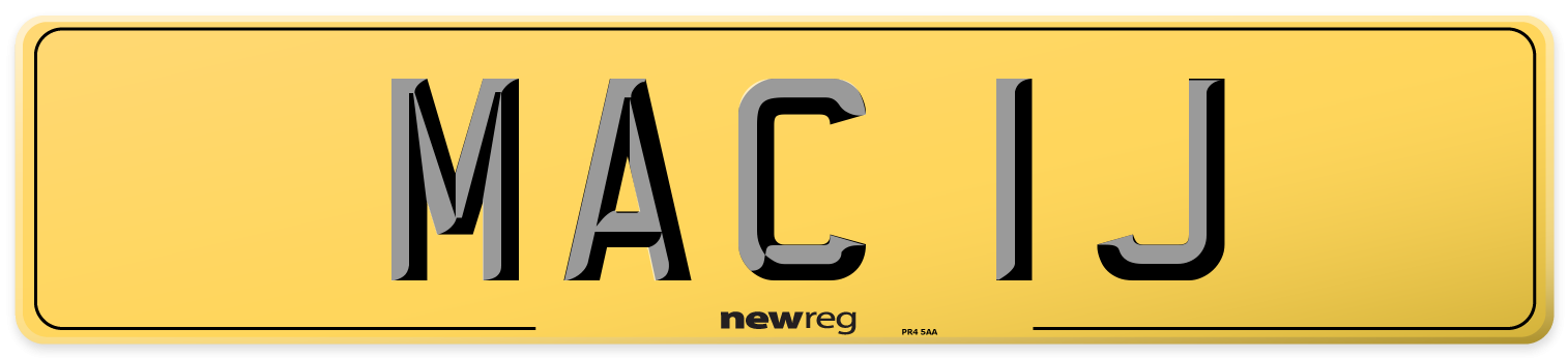 MAC 1J Rear Number Plate