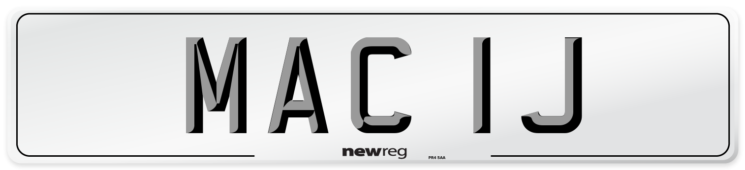 MAC 1J Front Number Plate