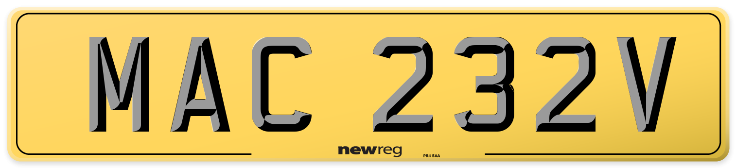 MAC 232V Rear Number Plate