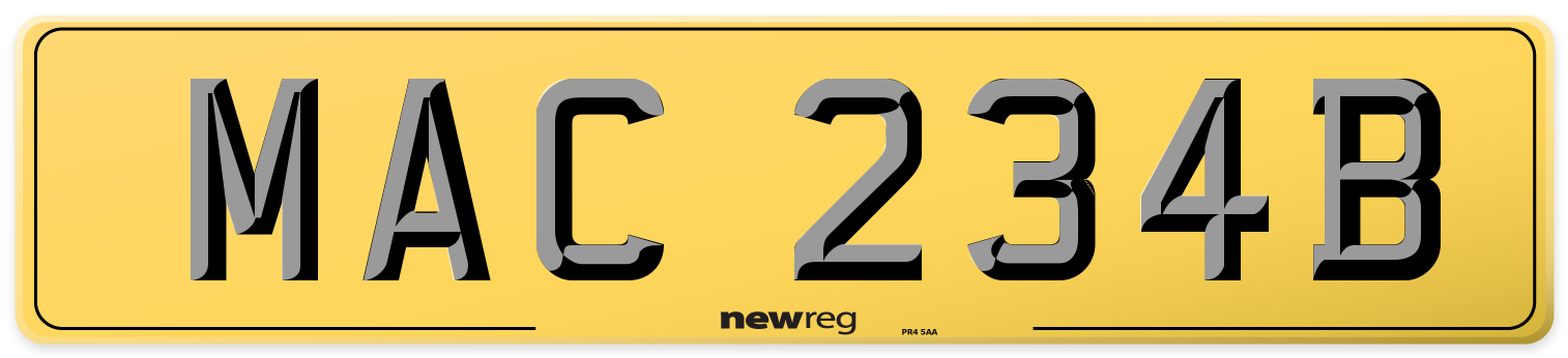 MAC 234B Rear Number Plate