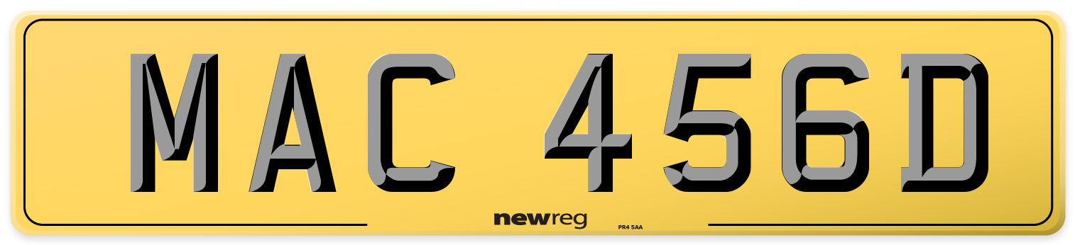 MAC 456D Rear Number Plate